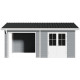 Abrigo de jardim + alpendre em compósito de madeira 28mm cinzento claro 15m² PREMIUM - Woodlife Garden