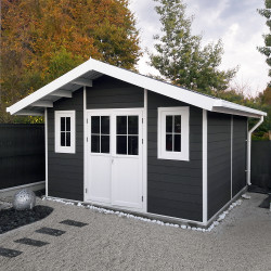 Abrigo de jardim em madeira compósita 28mm antracite 14,75m² PREMIUM - Woodlife Garden