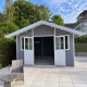 Abrigo de madeira compósita 28mm cinzento claro 14,75m² PREMIUM - Woodlife Garden