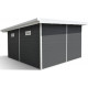 Abrigo de jardim em madeira compósita 28mm antracite 14,90m² PREMIUM - telhado plano - Woodlife Garden