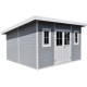 Abrigo de jardim em madeira compósita 28mm cinzento claro 14,90m² PREMIUM - telhado plano - Woodlife Garden