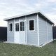 Abrigo de jardim em madeira compósita 28mm cinzento claro 14,90m² PREMIUM - telhado plano - Woodlife Garden
