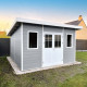Abrigo de jardim em madeira compósita 28mm cinzento claro 14,90m² PREMIUM - telhado plano - Woodlife Garden