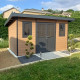 Abrigo de jardim em madeira compósita 28 mm, aspeto madeira, 12 m² PREMIUM com telhado de uma água – Woodlife Garden