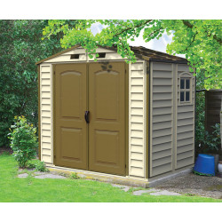Abrigo de jardim em PVC 4,12m² - Bege e castanho - STOREALL da DURAMAX + Kit de fundação