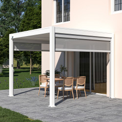 Toldo lateral branco de 300 cm para pérgula em alumínio bioclimática Ombrea VS