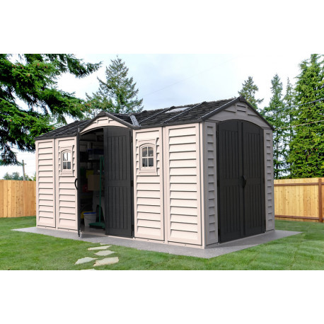Abrigo de jardim em PVC 11,43m² - Cinzento e antracite - APEXPRO PLUS - Duramax