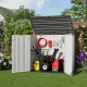 Cofre de jardim multifunções SunLife em HDPE bege - A.119cm - 2 contentores de lixo - Jôbu