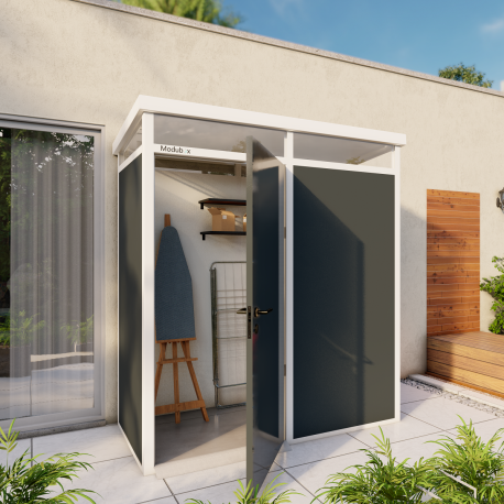 Abrigo de jardim modular com isolamento 2x1 antracite e branco - piso incluído - Everbox