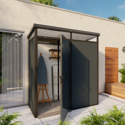 Abrigo de jardim modular com isolamento 2x1 antracite e preto - piso incluido - Everbox