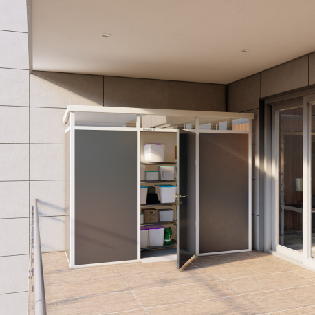 Abrigo de jardim modular isolado 3x1m antracite e branco – com piso incluído – Everbox