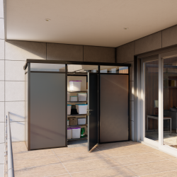 Abrigo de jardim modular isolado 3x1m perfis antracite e preto - piso incluído - Everbox