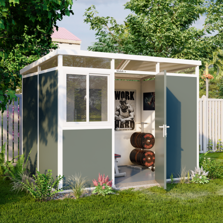 Abrigo de jardim modular com isolamento 3x2m antracite e branco - piso incluído - Everbox