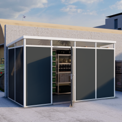 Abrigo de jardim modular com isolamento 4x2m antracite e branco - piso incluído - Everbox