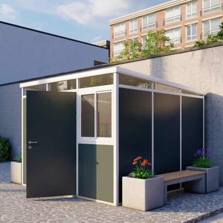 Abrigo de jardim modular com isolamento 3x3m antracite e branco - piso incluído - Everbox