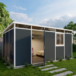 Abrigo de jardim modular com isolamento 5x3 antracite e branco - piso incluído - Everbox