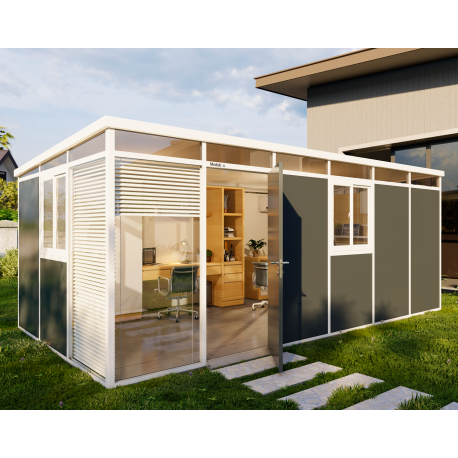 Abrigo de jardim modular com isolamento 6x3 antracite e branco - piso incluído - Everbox
