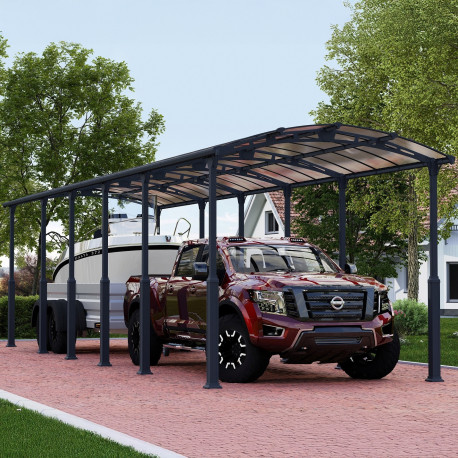 Carport em alumínio cinzento e policarbonato para 1 carro 46,3m² Arcadia Alpine 12700 - Canopia