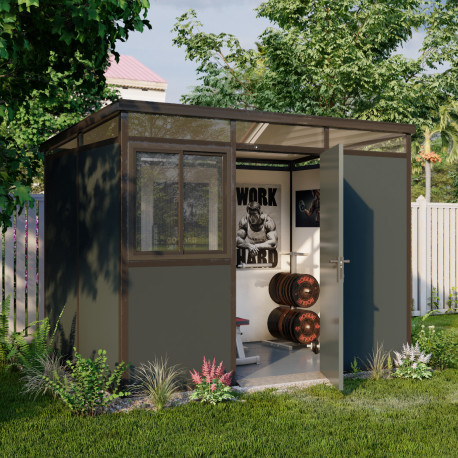 Abrigo de jardim modular com isolamento 3x2m antracite e preto - piso incluído - Everbox