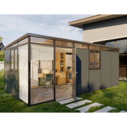 Abrigo de jardim modular com isolamento 6x3 antracite e preto - piso incluído - Everbox