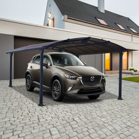 Carport em alumínio cinzento e policarbonato 1 carro 15.6m² Arcadia™ 4300 - Canopia