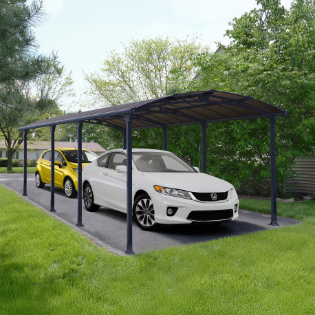 Carport em alumínio cinzento e policarbonato 31m² Arcadia™ 8500 - Canopia