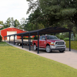 Carport em alumínio cinzento e policarbonato 46,3m² Arcadia™ 12700 - Canopia