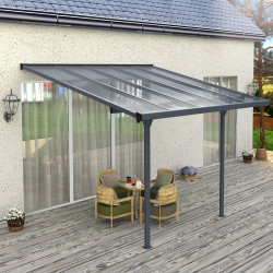 Telhado de terraço ajustável em alumínio antracite 3,05x3,14m X-METAL