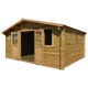 Abrigo em madeira maciça 16m² PLUS 28mm tratado e tingindo castanho Gardy Shelter
