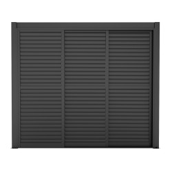 Painel completa com 3 painéis com lamelas ajustáveis e porta de correr - 300cm - antracite - X-METAL