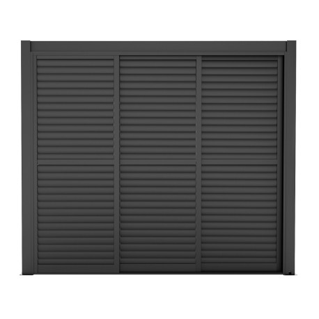 Painel completa com 3 painéis com lamelas ajustáveis e porta de correr - 400cm - antracite - X-METAL