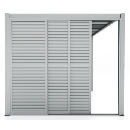 Painel completa com 3 painéis com lamelas ajustáveis e porta de correr - 400cm - cinzento claro - X-METAL