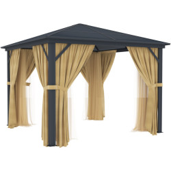 Cortinas para Pérgula 300x300cm em alumínio antracite e policarbonato - X-Metal