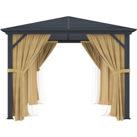 Cortinas para Pérgula 360x360cm em alumínio antracite e policarbonato - X-Metal