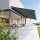 Toldo motorizado 450x300 cm LEDY antracite, tecido em poliéster antracite - X-METAL