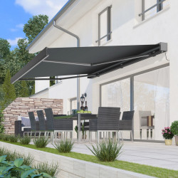 Toldo motorizado 450x300 cm LEDY antracite, tecido em poliéster antracite - X-METAL