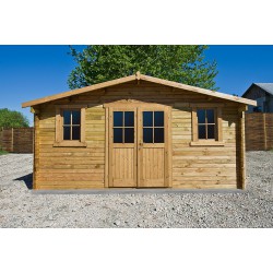 Abrigo de jardim 16m² PLUS em madeira 40mm tratada e com tingimento castanho Gardy Shelter