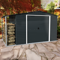Abrigo de jardim em metal antracite 7,81 m² com alpendre + kit de fundação ALPINE – DURAMAX
