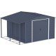 Abrigo de jardim em metal antracite 9,75 m² com alpendre + kit de fundação ALPINE – DURAMAX