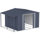 Abrigo de jardim em metal antracite 9,75 m² com alpendre + kit de fundação ALPINE – DURAMAX