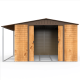 Abrigo de jardim em metal com efeito madeira 7,81 m² com alpendre + kit de fundação ALPINE – Duramax