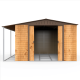 Abrigo de jardim em metal efeito madeira 9,75 m² com alpendre + kit de fundação ALPINE – DURAMAX