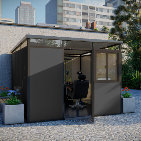 Abrigo de jardim modular com isolamento 3x3 antracite e preto - piso incluído - Everbox