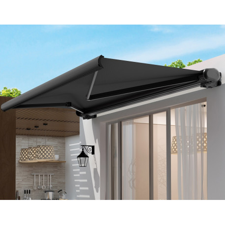 Toldo motorizado 300x250cm LUXO antracite, tela de poliéster antracite - X-METAL