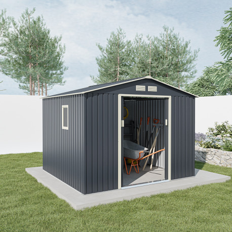 Abrigo de jardim metal 7,06m² PLUS antracite + kit de fixação X-METAL