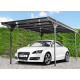 Carport em alumínio antracite 3x5 m com telhado inclinado em policarbonato 6 mm – X-METAL