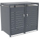 Abrigo para contentor do lixo em aço galvanizado antracite para 2 contentores de 240L - X-METAL