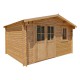 Abrigo em madeira maciça 12m² PLUS 28mm tratado e tingido castanho Gardy Shelter