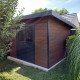 Abrigo de jardim em madeira compósita 28mm aspeto madeira envelhecida 9m² PREMIUM Telhado plano - Woodlife Garden