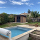 Abrigo de jardim em madeira compósita 28mm aspeto madeira envelhecida 9m² PREMIUM Telhado plano - Woodlife Garden